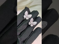 Modern Style Customized Gold Jewelry Two Butterfly earrings 18K white gold, Diamond