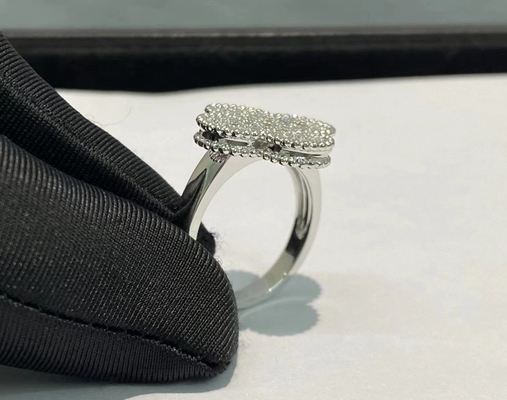 Authentic Custom Brand Magic  Ring 18K White Gold Diamond Paved