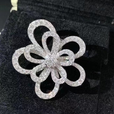 Pave Full Diamonds 18K White Gold Pendant Custom Brand Flowerlace Pendant