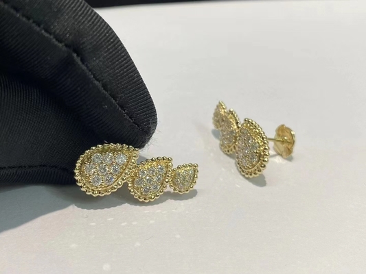 Luxury 18k Gold Diamond Earring 48 Round Diamonds 0.98 Carats 1pcs