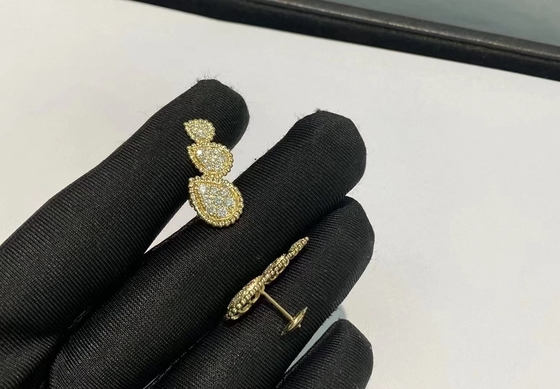 Luxury 18k Gold Diamond Earring 48 Round Diamonds 0.98 Carats 1pcs