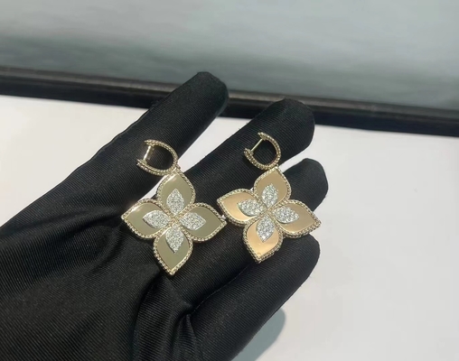 18k Gold Four Leaf Clover Earrings High End Custom Diamond Earrings
