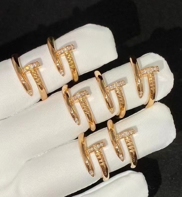 OEM Luxury Diamond Jewelry 18k Yellow Gold Nail Diamond Ring 22 Diamonds 0.13 Carats