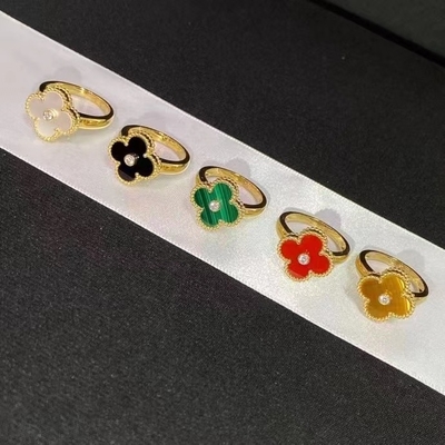 Luxury Vintage Alhambra Diamond Ring VCA 18k Yellow Gold Ring 1pcs