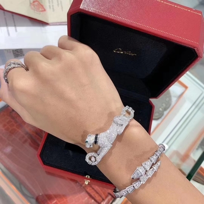 Luxury 18k White Gold Diamond Bracelet VVS Diamond Panthere De Cartier Bracelet OEM