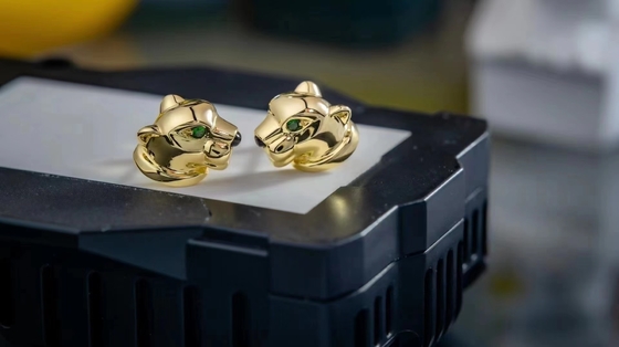 OEM Cartier 18K Gold Earrings Emerald Onyx Cartier Panthere Earrings