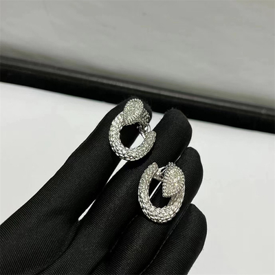 Round Cut 18k White Gold Diamond Earrings 1.0ct  Serpent Boheme Earrings