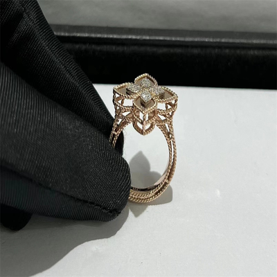 Women's 18k Rose Gold Engagement Rings Roberto Coin Princess Flower