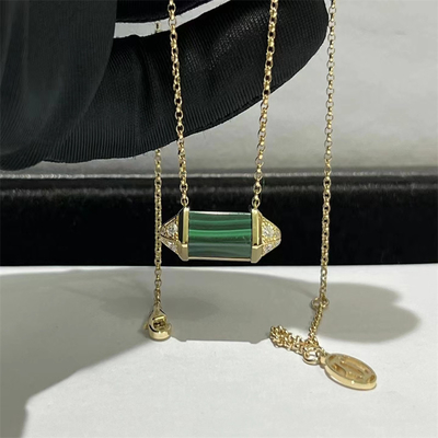 18k Brand Jewelry Custom Jewelry Malachite Diamond Gold Necklace