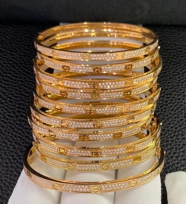 high brand Custom Jewelry China factory Cartier Full Diamond Love Bracelet 18k Gold Bracelet Jewelry