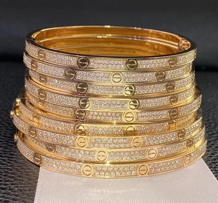 high brand Custom Jewelry China factory Cartier Full Diamond Love Bracelet 18k Gold Bracelet Jewelry