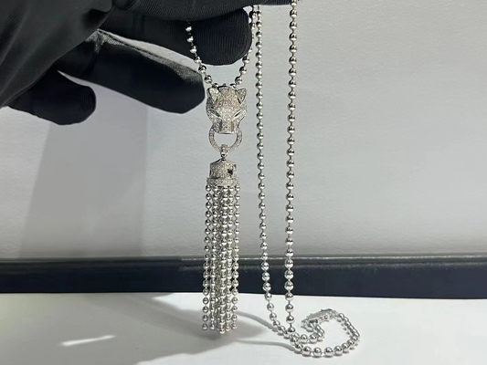 Cartier 18K White Gold Emeralds & Diamonds Panthère de Cartier Necklace