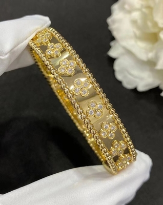 Luxury Brand VCA Perlee Clover Bracelet 18K Yellow Gold Diamond Bracelet