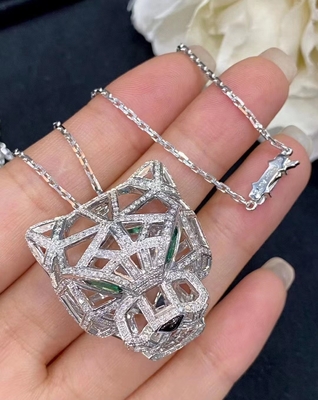 Custom Jewelry Cartier Tiger Pendant Diamond 18k Chain With Pendant