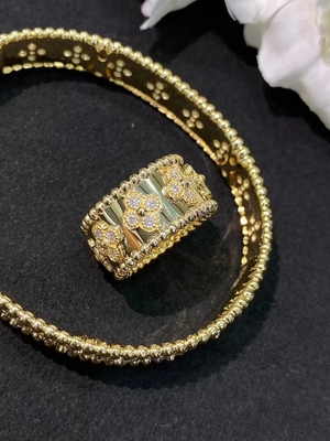 Custom Brand Perlée clovers bracelet small model 18KT yellow gold Diamond luxury gold bracelet