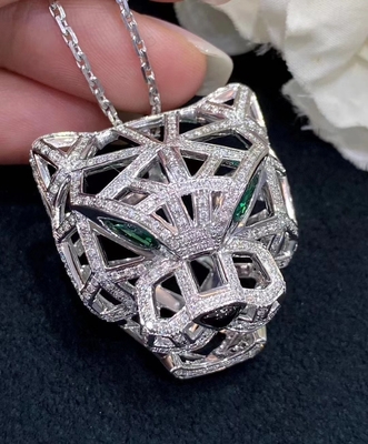 Custom Jewelry Cartier Tiger Pendant Diamond 18k Chain With Pendant