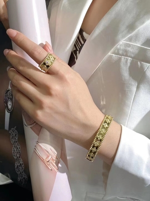 Custom Brand Perlée clovers bracelet small model 18KT yellow gold Diamond luxury gold bracelet