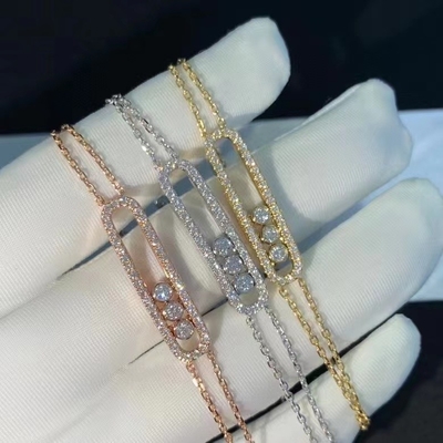 3 Dimonds Moveable AU750 Gold Move Bracelet 18K Yellow Gold Diamond Bracelet