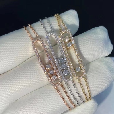 3 Dimonds Moveable AU750 Gold Move Bracelet 18K Yellow Gold Diamond Bracelet