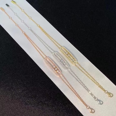 3 Dimonds Moveable AU750 Gold Move Bracelet 18K Yellow Gold Diamond Bracelet
