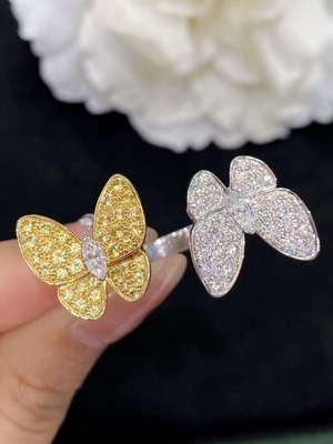 Luxurious Unique 18K Gold Round Diamond Ring Unisex HK Setting Jewelry