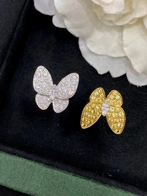 Luxurious Unique 18K Gold Round Diamond Ring Unisex HK Setting Jewelry