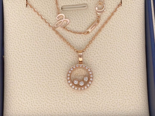 Unisex Chopard 18K Rose Gold Diamond Necklace Gold Jewelry Gorgeous Designs