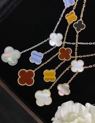 Fine Jewelry Classic Custom Brand Jewelry Four Leaf Clover 18K White Gold Necklace