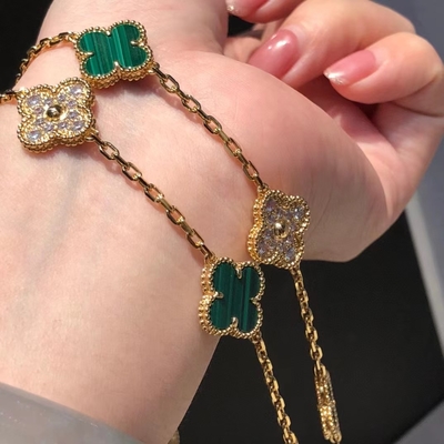 18k Gold Diamonds Jewelry Custom Brand Four Leaf Clover Bracelet