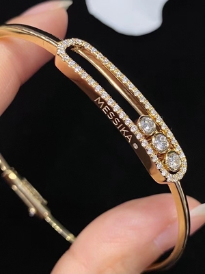 Sparkling Round Cut 18K Gold Diamond Bracelet With High Polish Finish Dazzling