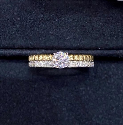 Luxury Jewelry Custom 18K Gold Diamond Ring Round Diamond Stones HK Setting