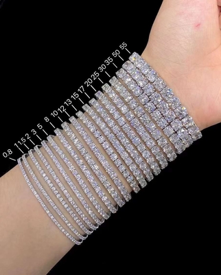 Polished 18K Gold Round Diamond Bracelet , Lobster Claw Clasp Tennis Chain Jewelry