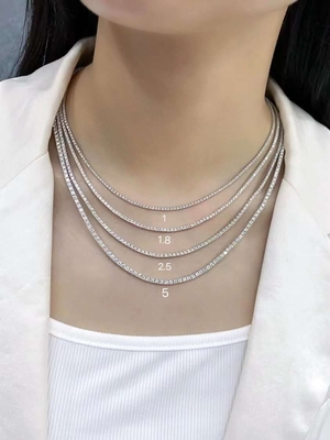 Prong Set Diamond 18K Gold Link Necklace 1.00-10.0ct Carat Range 18 Inches Length Tennis Chain