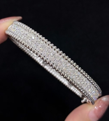 PerléE Diamonds Bracelet, 3 Rows, Medium Model 18K White Gold, Diamond High Jewelry
