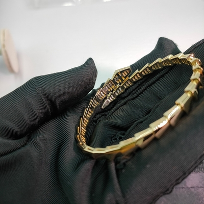 18K Gold Diamond Bracelet Serpenti Viper One-Coil 18 Kt Yellow Gold Bracelet Set With Pavé Diamonds On The Head And Tail