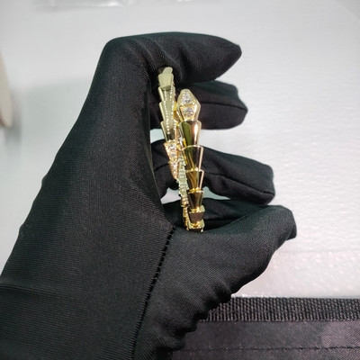 18K Gold Diamond Bracelet Serpenti Viper One-Coil 18 Kt Yellow Gold Bracelet Set With Pavé Diamonds On The Head And Tail