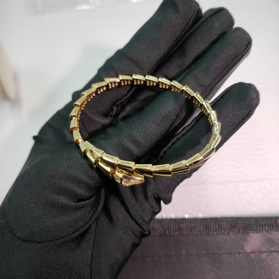18K Gold Diamond Bracelet Serpenti Viper One-Coil 18 Kt Yellow Gold Bracelet Set With Pavé Diamonds On The Head And Tail