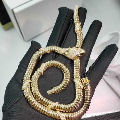 Serpenti 18 Kt Yellow Gold Necklace Set With Demi Pavé Diamonds And Black Onyx Eyes