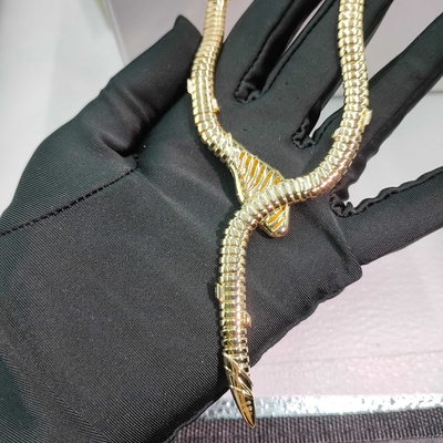 Serpenti 18 Kt Yellow Gold Necklace Set With Demi Pavé Diamonds And Black Onyx Eyes