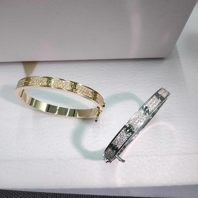 Brand Love Bracelet 18K White Gold Diamond-Paved full diamond is Brand jewelry real gold