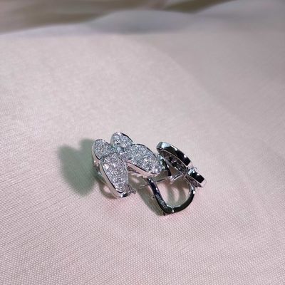 Modern Style 18K White Gold Customized Two Butterfly Earrings with Diamond Gemstone and Floral