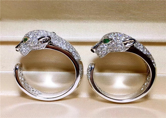 18k White Gold 137 Diamonds Panthere De Brand Ring Wish Jewelry China