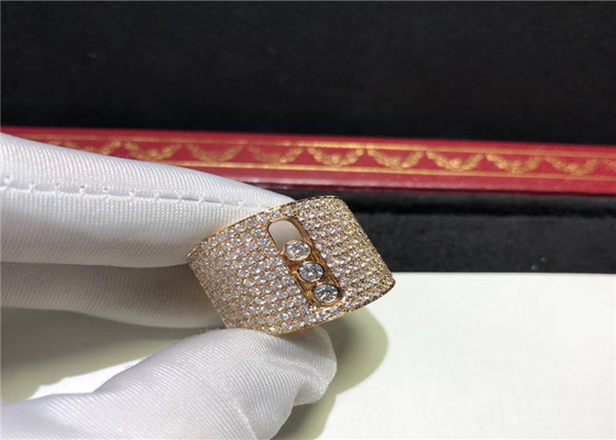 Custom Made 18K Gold  Move Ring With Three Delicate Flowing Diamonds