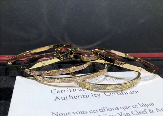 Cartier 18K Yellow Gold Love Bracelet With 4 Diamonds Customization Acceptable