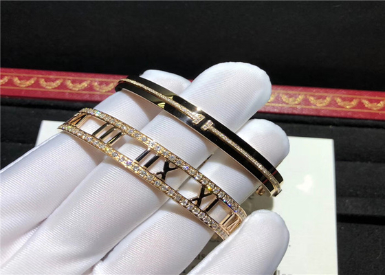 Fashion 18K Gold Diamond Bracelet , Medium Size Tiffany T Two Hinged Bangle