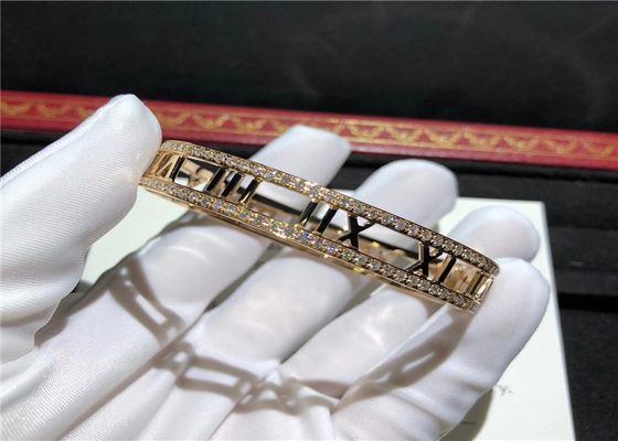 Fashion 18K Gold Diamond Bracelet , Medium Size Tiffany T Two Hinged Bangle