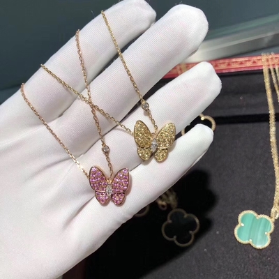 Elegant 18K Gold Diamond Necklace , Van Cleef And Arpels Butterfly Necklace dubai jewelry stores
