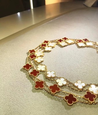 18K Yellow Gold Van Cleef And Arpels Alhambra Necklace 10 Motifs For Girlfriend