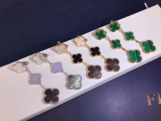 Van Cleef & Arpels 18K Gold Diamond Earrings / Magic Alhambra Earrings With Gemstone