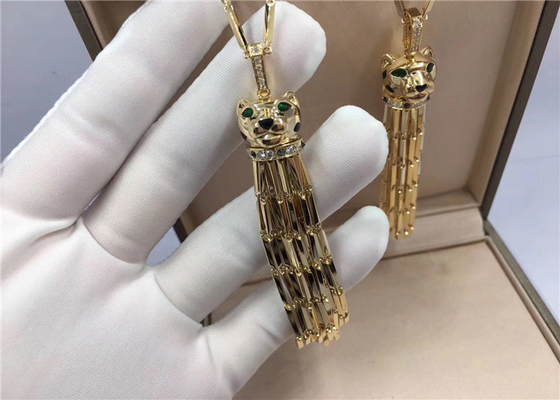 Handmade Cartier Jewelry , 18K Yellow Gold Panthrre De Long Tassel Necklace